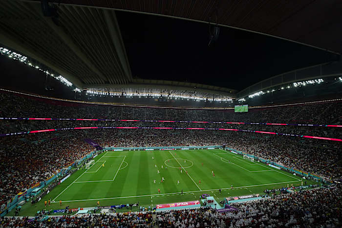 A photo taken during Spain's 1-1 draw with Germany at the 2022 FIFA World Cup